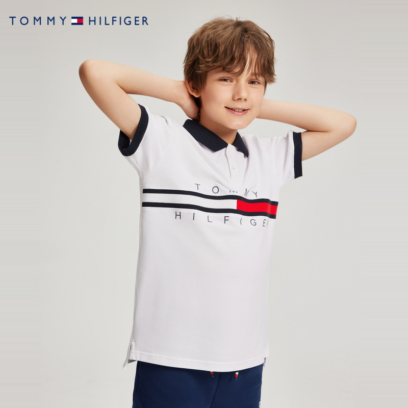 TOMMY童装儿童POLO衫夏季新品男童中大童网球运动透气短袖T恤 - 图2