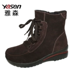 Зимние флисовые короткие сапоги, кожаные ботинки, из натуральной кожи, средней длины