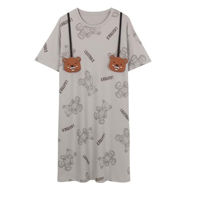 女士纯棉短袖中长款宽松可爱睡裙 安思梦睡裙