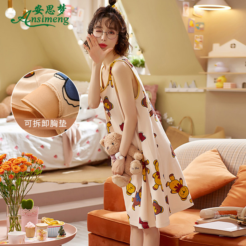 夏季新款睡裙纯棉背心甜美连衣裙 安思梦睡裙