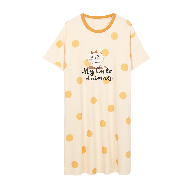 睡裙少女夏季纯棉短袖中裙连衣裙 安思梦睡裙