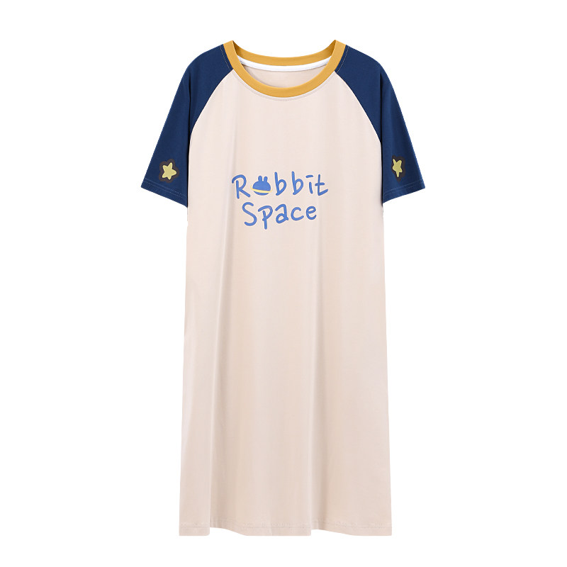 睡裙夏季纯棉短袖韩版甜美全棉睡衣 安思梦睡裙