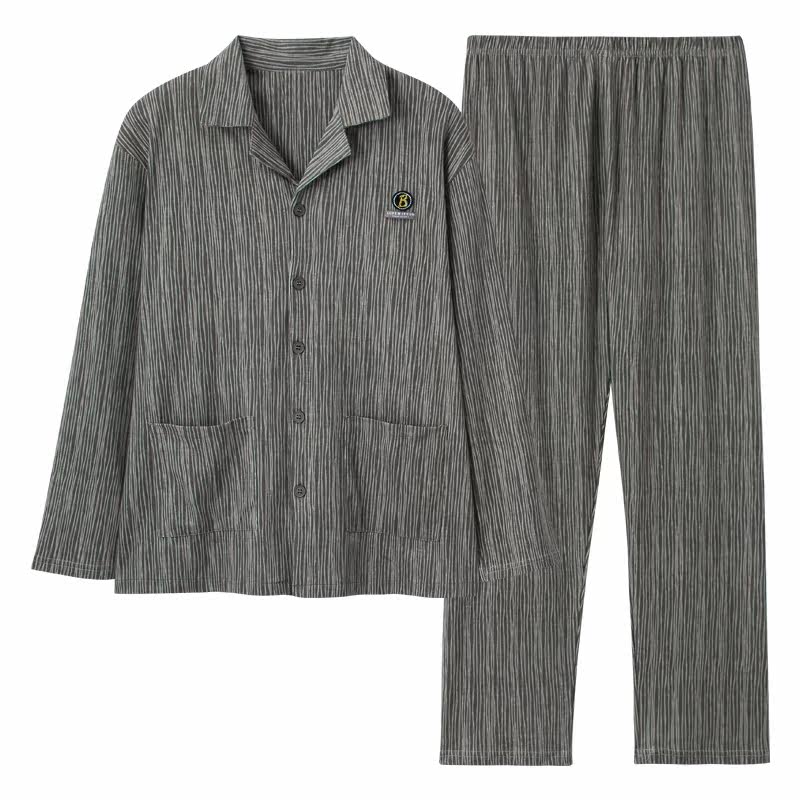 男士长袖纯棉春秋薄青年宽松睡衣 安思梦睡衣/家居服套装