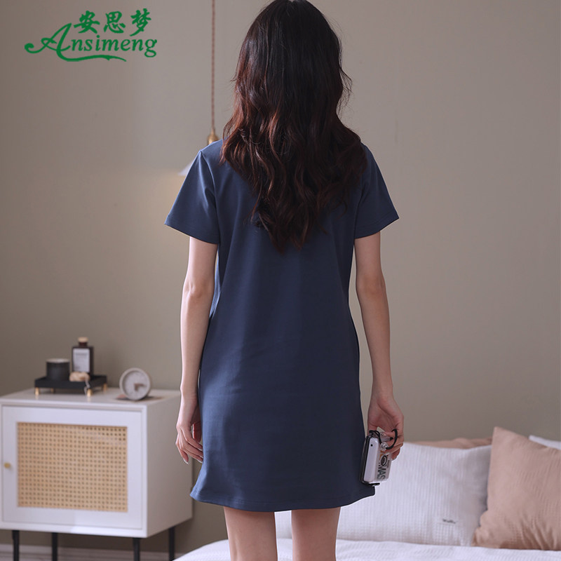 夏季睡裙纯棉短袖可爱中裙 安思梦睡裙