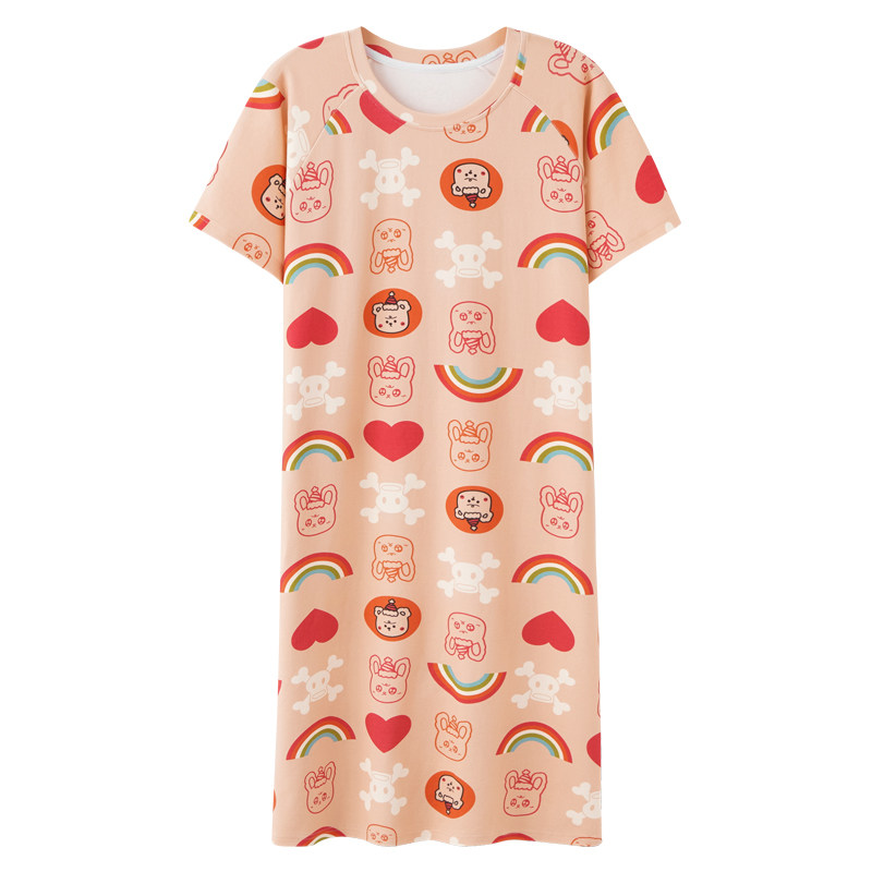 韩版睡裙夏季纯棉短袖中长款连衣裙 安思梦睡裙