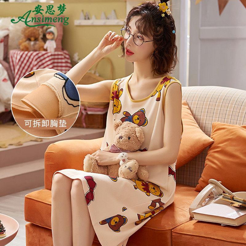 夏季新款睡裙纯棉背心甜美连衣裙 安思梦睡裙