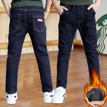 Boy gush jeans autumn winter style male large boy thickened 2023 new child pants winter boy 13 years old