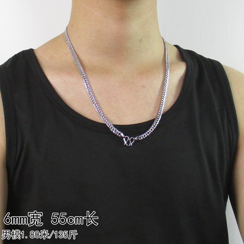 马鞭链Pt950铂金项链男包白金轻奢设计感ins嘻哈潮终身换新古巴链 - 图2