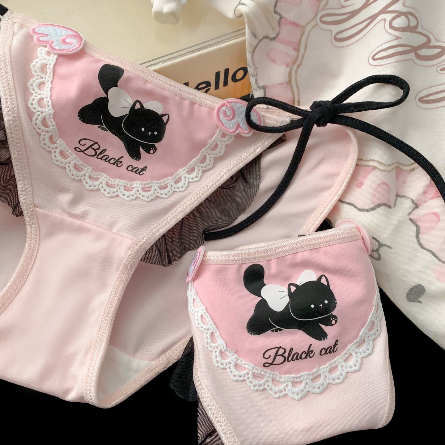 小甜崽 天使小猫咪系带小心机甜美可爱内裤女生高开叉女士三角裤,淘宝优惠券,粉丝福利购,淘宝优惠卷