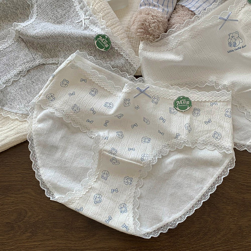 绵柔小熊~女生舒适纯棉三角裤女士高颜值7a级抗菌内裤女2026新款 - 图0