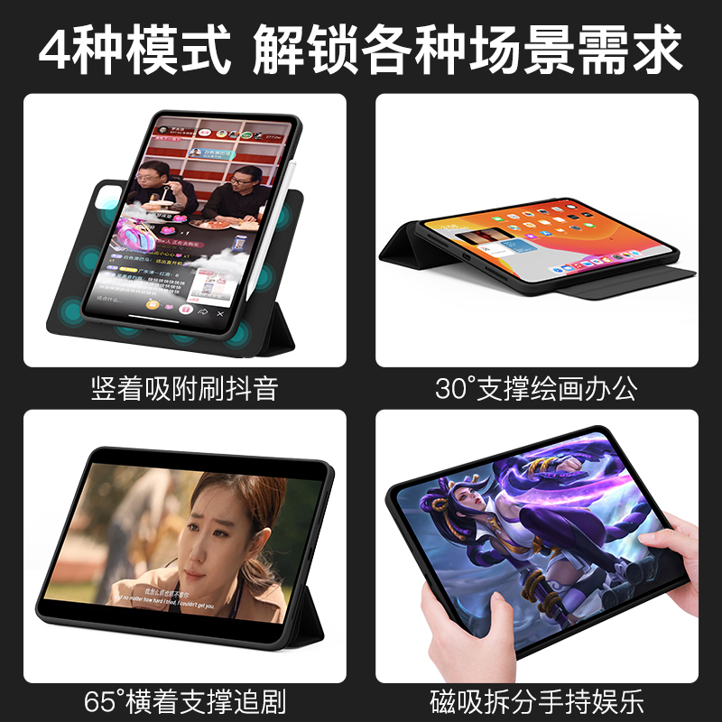 ifacemall ipad保护壳2022适用iPadpro保护套11寸苹果9平板10.2带笔槽air6磁吸4拆分mini6全包12防弯摔10代5 - 图2
