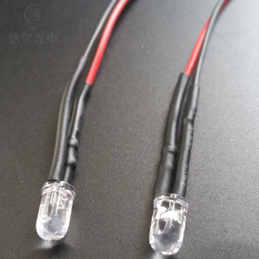 10个带线 LED灯珠5MM发光二极管 3V-12V玩具车指示灯DIY建筑模型