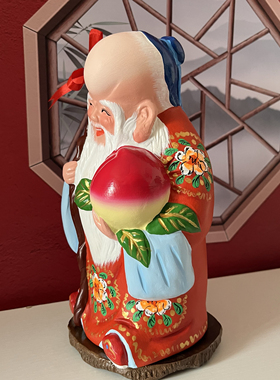 大寿星摆件 祝寿礼物 泥人张泥人摆件送老人八十大寿七十大寿生日