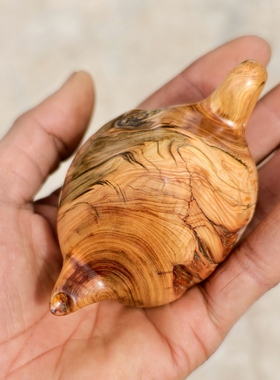 守一孤品◆崖柏把把壶小手把件手工雕刻打麻将把把糊口袋解压木雕