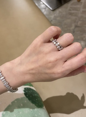 法式轻奢素珠镶钻叠戴戒指