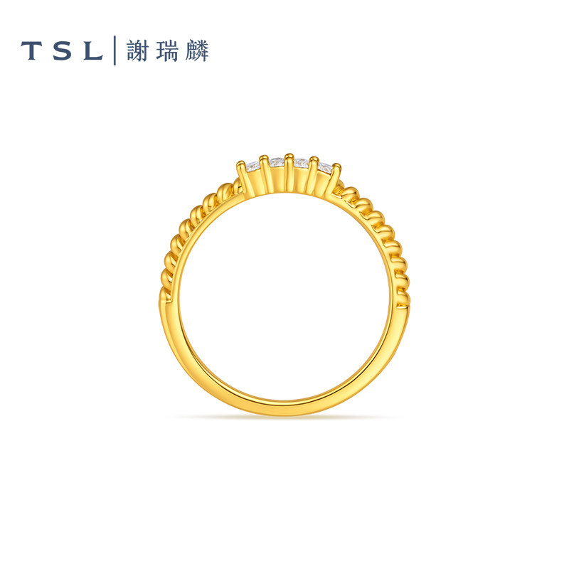 TSL Xie Ruilin gold ring 5D hard gold inlaid with diamond pure gold ring new product women's XR524