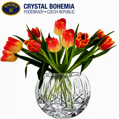 捷克进口BOHEMIA水晶玻璃客厅水养欧式ins球型桌面花瓶插花摆件 - 图0