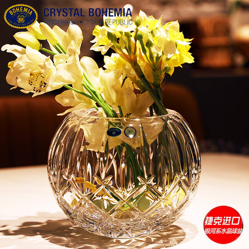捷克进口BOHEMIA水晶玻璃客厅水养欧式ins球型桌面花瓶插花摆件 - 图3