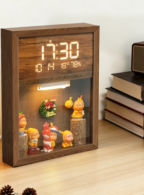 盲盒手办展示架万年历电子钟