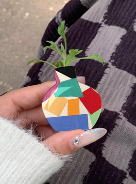 亚克力磁吸冰箱贴立体花瓶可插花