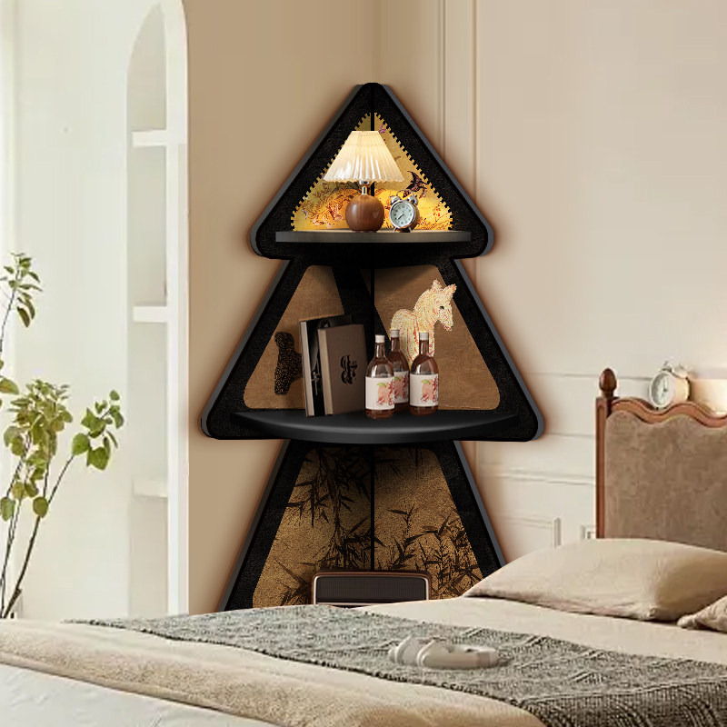 客厅装饰品转角收纳柜拐角书架墙角落地摆件中古风夹缝三角置物架,淘宝优惠券,粉丝福利购,淘宝优惠卷