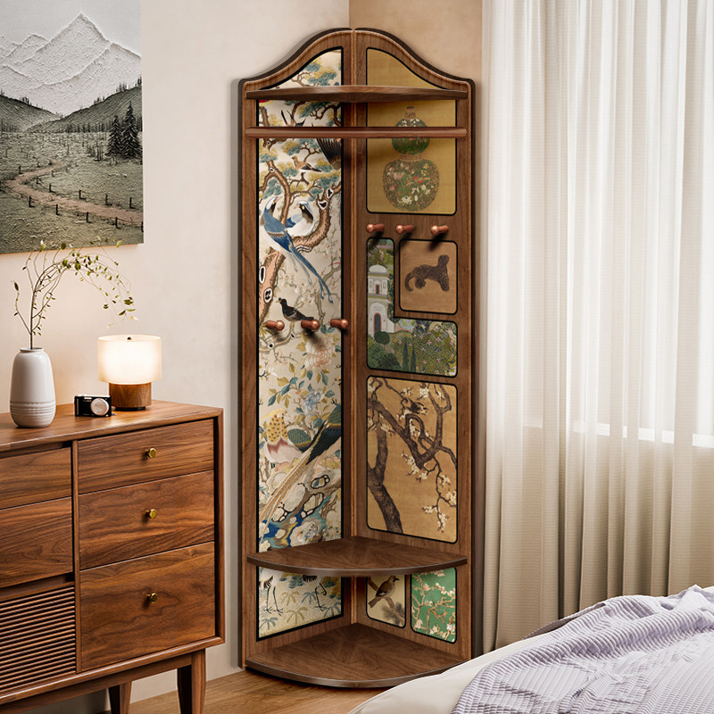 中古风卧室衣帽架转角置物架墙角落地摆件床头装饰架床边柜放衣服,淘宝优惠券,粉丝福利购,淘宝优惠卷