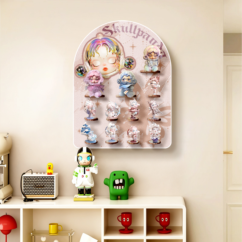 盲盒手办收纳展示架挂墙泡泡玛特玩具小摆件展示墙立体多层陈列架 - 图3