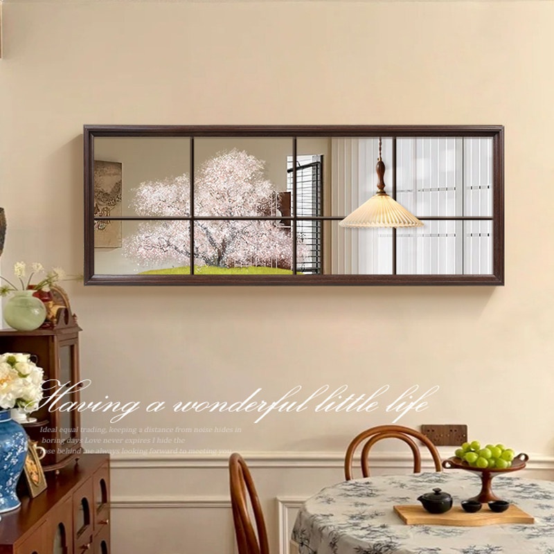 中古风客厅背景墙装饰画法式复古餐厅横版镜子挂画小众高级感壁画,淘宝优惠券,粉丝福利购,淘宝优惠卷