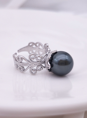 女款注金经典蕾丝珍珠戒指