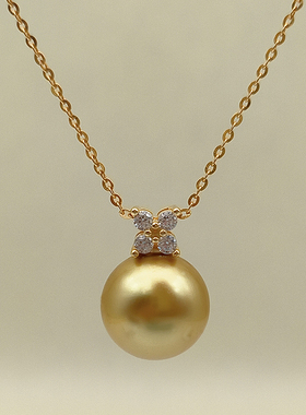 S925纯银女款四叶草珍珠吊坠项链