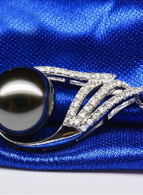 女925银链黑珍珠母贝吊坠