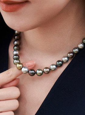 母贝珍珠项链女 莫兰迪混色不掉色12mm大贝珠颈链 经典款送妈妈