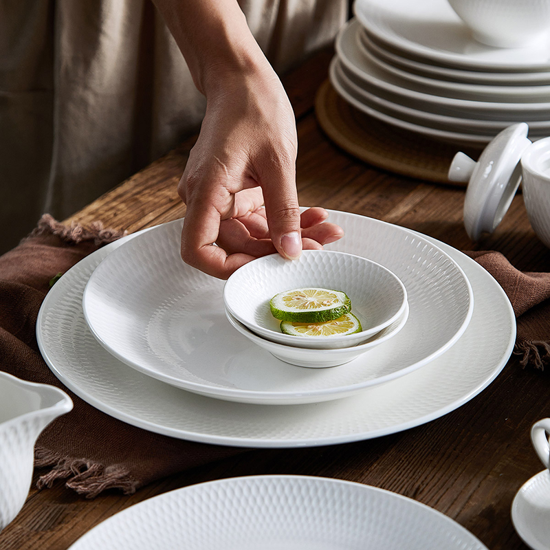 IMhouse碗碟家用餐具特别好看的饭碗面碗高级感汤碗盘子白色碗盘 - 图1