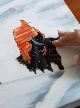 【犀牛艺廊】雪地牦牛装饰画