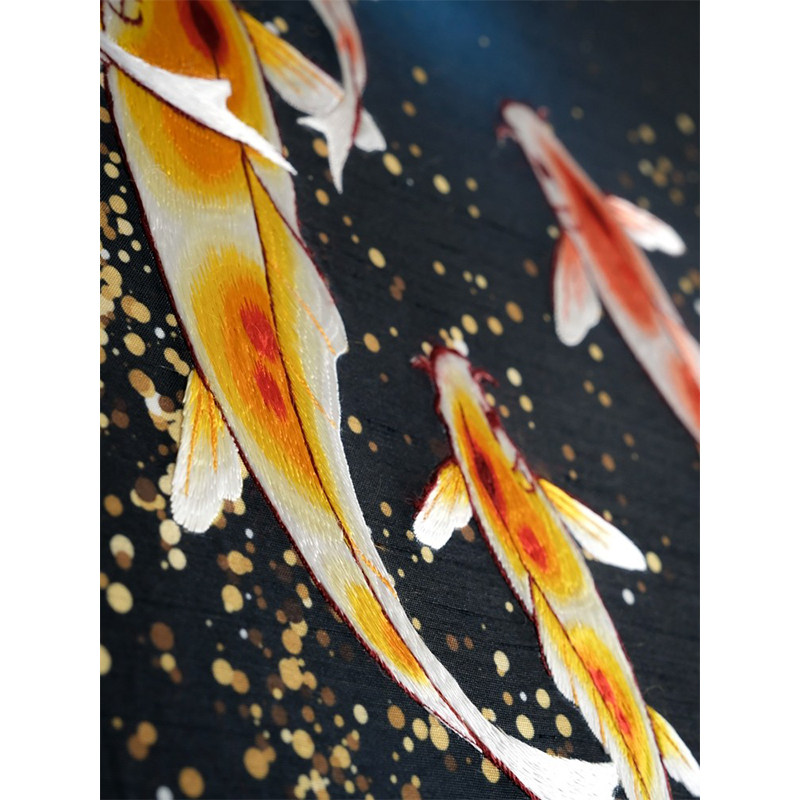 若奈独家苏绣画《九鱼争游》客厅玄关画新中式装饰画乔迁开业礼物