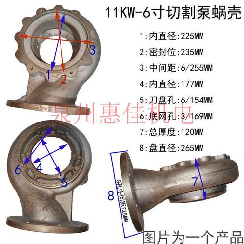 台湾款污水切割泵配件WASWRS-11-15-22KW铰刀蜗壳底座铬合金叶轮 - 图0