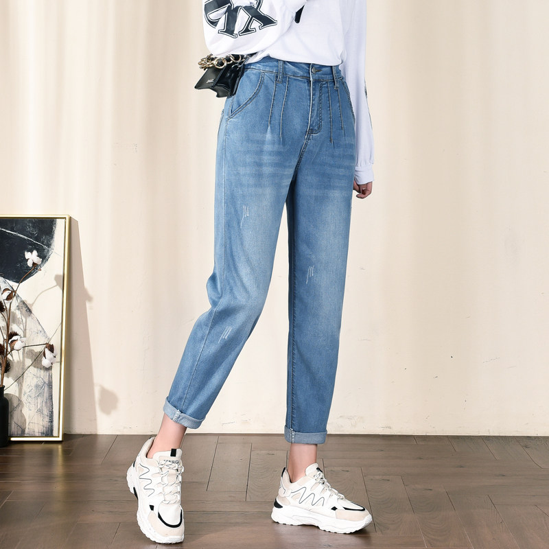 显瘦大码牛仔老爹宽松胖mm萝卜裤子 姿姿布依牛仔裤