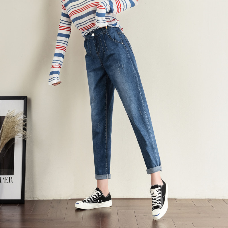 显瘦大码牛仔老爹宽松胖mm萝卜裤子 姿姿布依牛仔裤