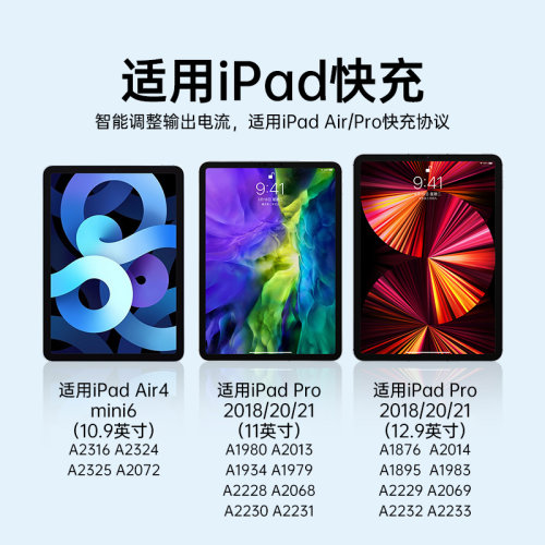 【30W快充】BS适用苹果16/15平板ipad充电线ipadpro数据线正品双Typec接口mini5专用2021Air4电脑PD加长套装 - 图1
