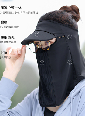 帽檐护眼防晒面罩薄款透气运动