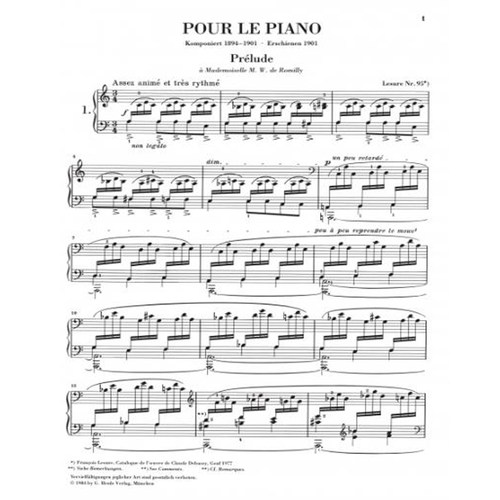 亨乐原版 德彪西 为钢琴而作 钢琴独奏带指法 Debussy Pour le piano HN385 - 图2
