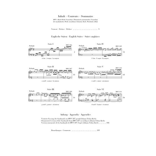 亨乐原版 巴赫 英国组曲BWV806-811 修订版 钢琴独奏带指法 Bach English Suites BWV806-811 HN595 - 图0