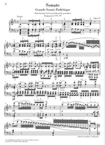 亨乐原版 贝多芬 第八钢琴奏鸣曲C小调op13 悲怆 钢琴独奏带指法 Beethoven Klaviersonate Nr.8 c-moll op.13 HN1348 - 图1