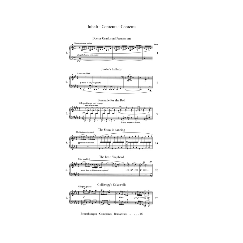 亨乐原版 德彪西儿童乐园 钢琴独奏 Debussy Children's Corner HN382 - 图1