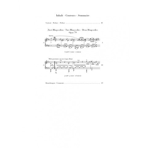 亨乐原版 勃拉姆斯 两首狂想曲op79 钢琴独奏带指法 Brahms Two Rhapsodies op.79 HN1251 - 图1