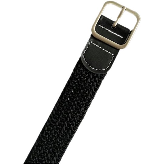 Braided leather belt with no holes and fine slits to pass through