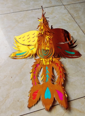 纸扎凤凰纯手工纸扎龙凤金色凤凰立体成品可烧祭祀用吉祥彩色凤凰