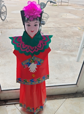 手工制作纸扎童男童女可烧可燃祈福纸活纸糊纸扎金童玉女佣人家丁