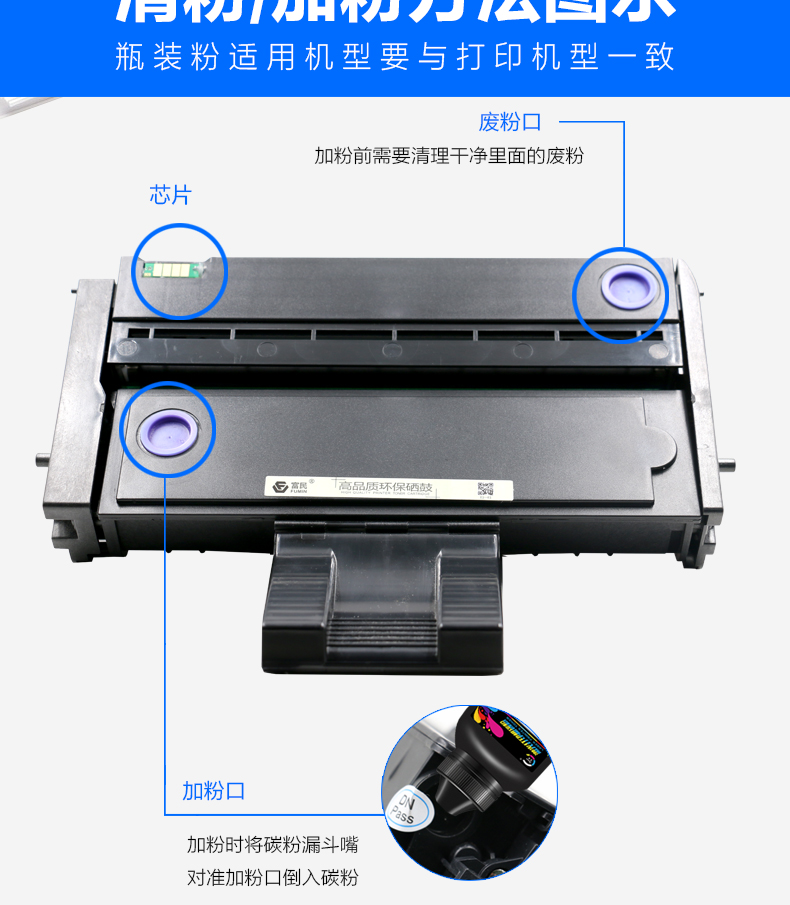 理光SP200硒鼓适用理光SP201打印机墨盒sp200SF 202 SP203复印一体机碳粉盒204 SP210SU sp221s易加粉墨粉盒-图2