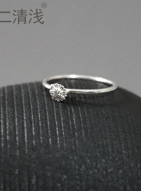 【银菊之恋】手工999足银戒指女小雏菊简约百搭女友生日礼物